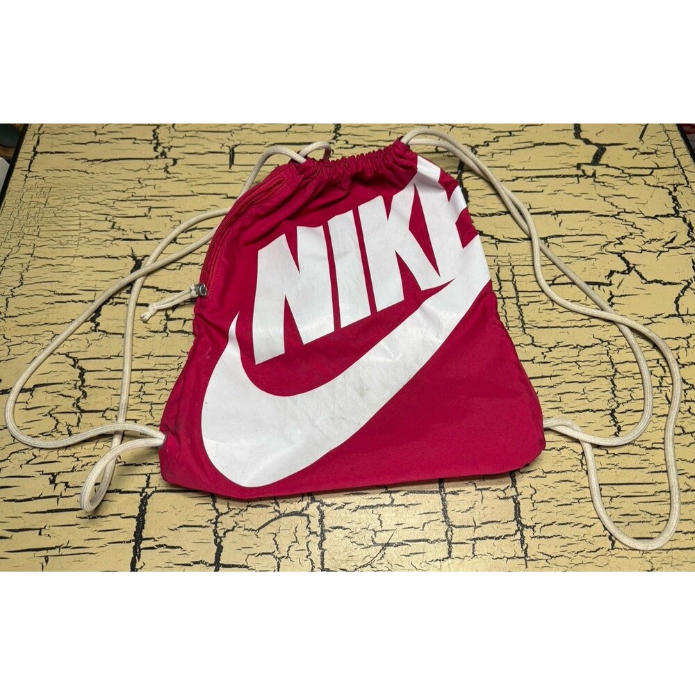 Nike Graphic Drawstring Sports Gym Bag Drawstring Backpack Pink Red